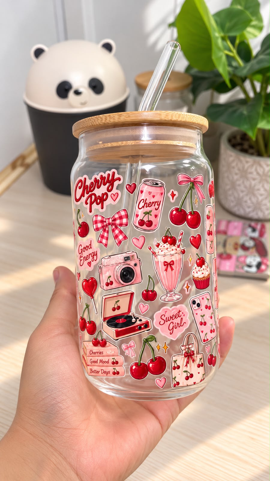 Vaso de vidrio Cherry Pop