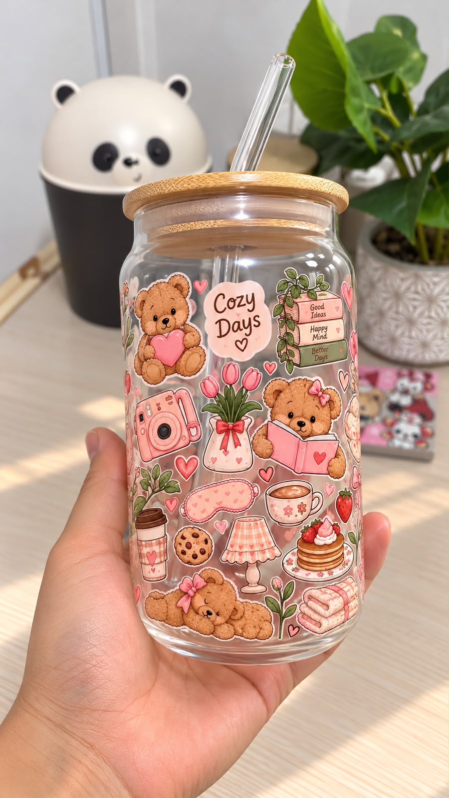 Vaso de vidrio Teddy Love